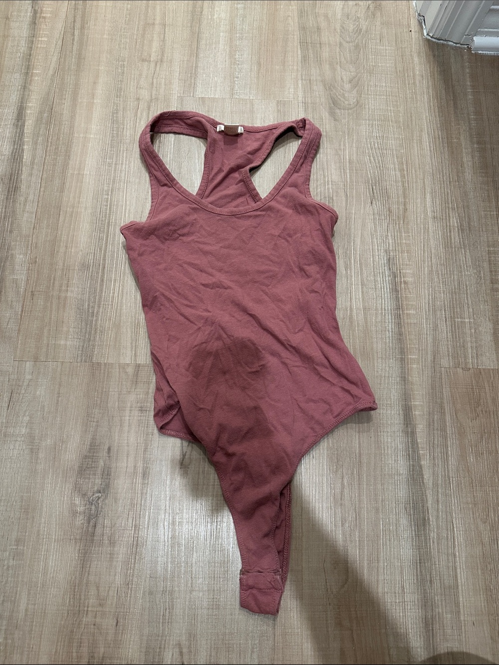 Bozzolo Ribbed Racerback Bodysuit in Dusty Mauve